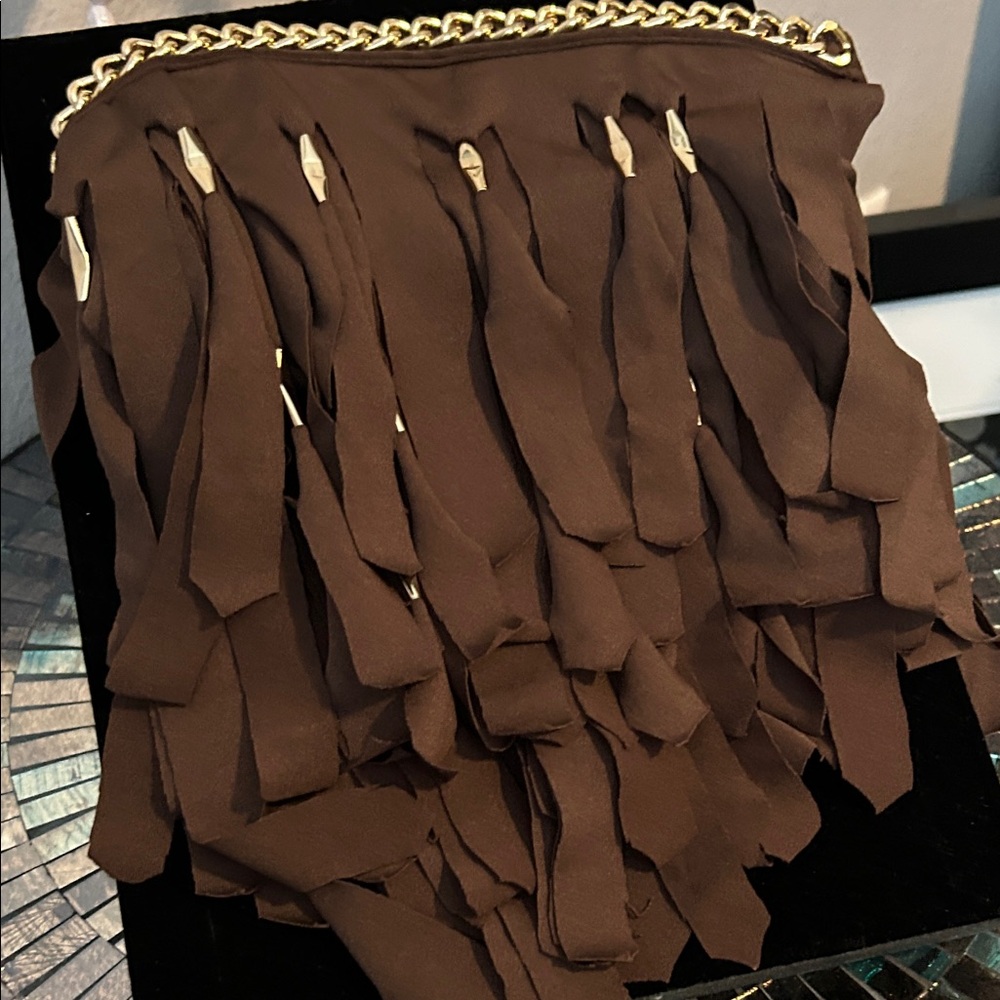Brown Fringe Chain bib necklace
